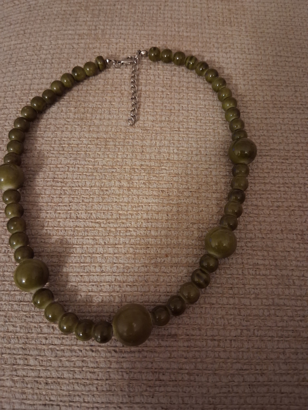 Olive Green Beaded Necklace for Women